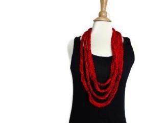 spring cowl necklace lightweight infinity scarf bright red ruby red CO-8