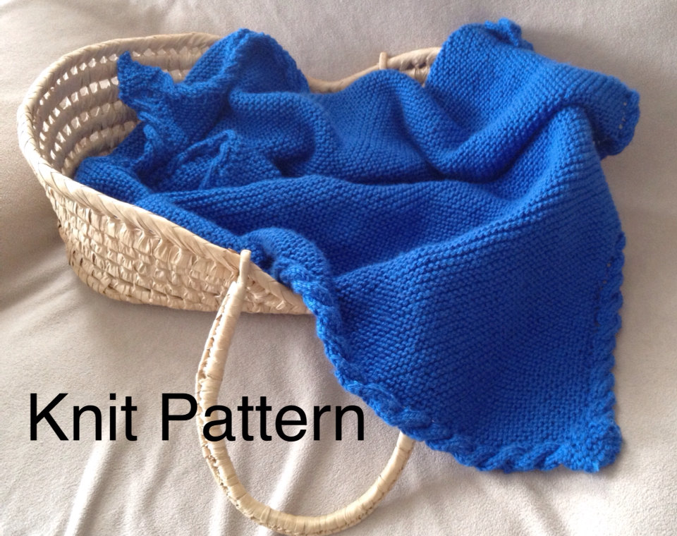 Knit Baby Blanket Pattern - Warm Baby Afghan With A Cable Border - Baby Boy O...